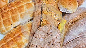 Fresh fragrant bread on the table. Food concept