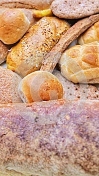 Fresh fragrant bread on the table. Food concept