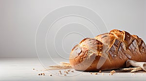 Fresh fragrant bread on the table. Food concept