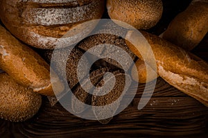 Fresh fragrant bread on the table. Food concept