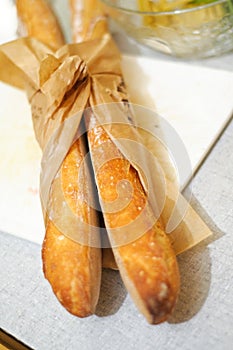 Fresh french baguettes photo