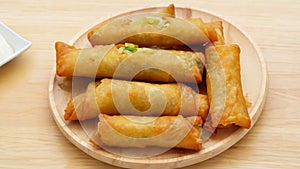 Fresh Fried Chinese Traditional Spring rolls food. Generative Ai