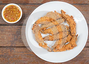 Fresh fried Shishamo fish on plate