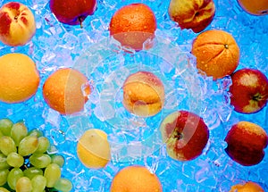 Fresh frozen fruit in ice