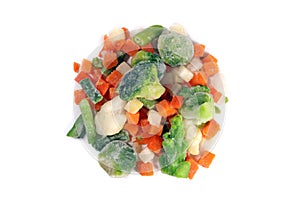 fresh frozen vegetables including broccoli, celera, onion, broccoli on white background photo