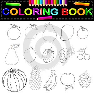 Fresh fruit coloring book