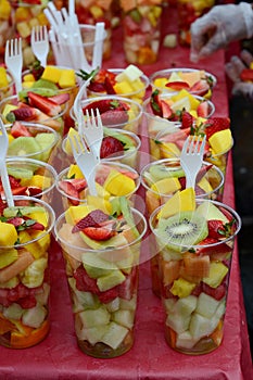 Fresh fruit in cups