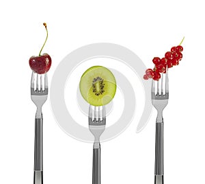 Fresh fruit on forks