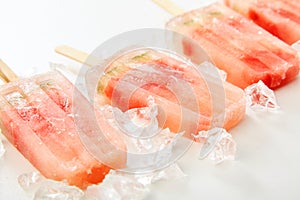 Fresh fruit frozen popsicles with watermelon