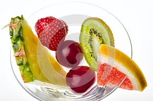 Fresh fruit in a glass