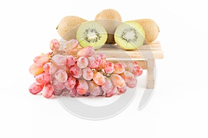 Fresh fruit grapes and kiwi