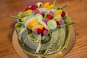 Fresh Fruit Green Tea Cake