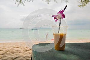 fresh fruit juice on the beach