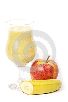 Fresh fruit juice cocktails with apple and banana