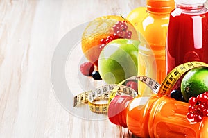 Fresh fruit juices in healthy nutrition setting
