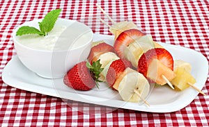 Fresh fruit kabobs and dip