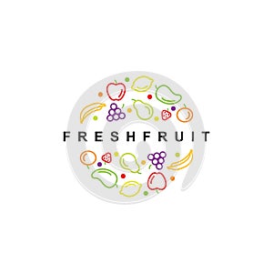 Fresh fruit logo design vector template.Healthy organic food symbol