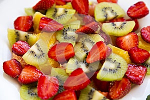 Fresh fruit salad, closeup.