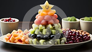Fresh fruit salad, a colorful and healthy summer appetizer generated by AI