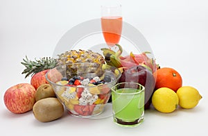 Fresh Fruit Salad and fruit juice