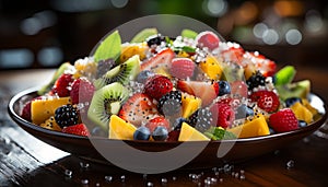 Fresh fruit salad a healthy, colorful, and delicious summer snack generated by AI