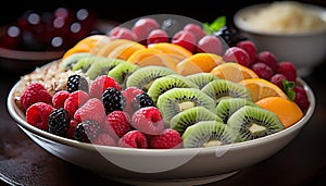 Fresh fruit salad a healthy, colorful, and refreshing summer snack generated by AI