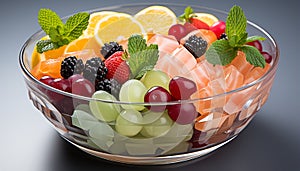 Fresh fruit salad a healthy, colorful, and refreshing summer snack generated by AI