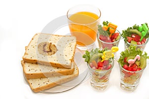 Fresh fruit salad with orange juice, fusion food