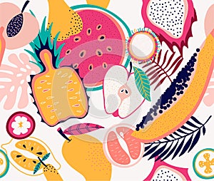 Fresh fruit tropical seamless pattern illustration
