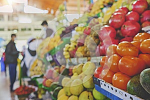 Fresh fruit and vegetable produce on sale in the central market, Public market.