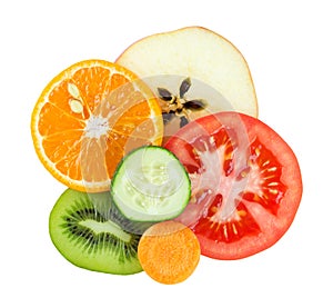 Fresh fruit and vegetable slices