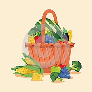 fresh fruit and vegetables basket