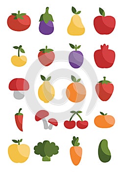 Fresh fruit and vegetables, icon