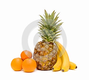 Fresh fruit on a white background closeup