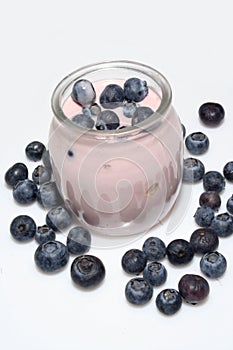 Fresh fruit yogurt with blueberries
