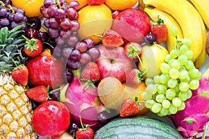 Fresh fruits.Assorted fruits colorful,clean eating,Fruit background