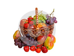 Fresh fruits in basket isolated