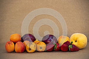 Fresh fruits on basket, still life