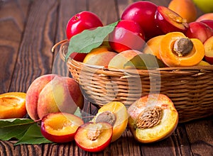 Fresh fruits in a basket photo