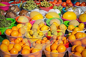 Fresh fruits on display at a grocery store in Bermondsey, London photo