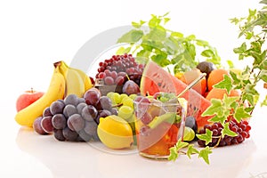 Fresh fruits with fruit punch