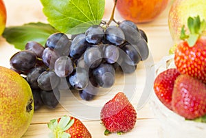 Fresh fruits. Healthy food. Mixed fruits are grapes, pears, peaches. eat, diet, like fruit.