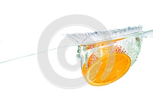 Fresh fruits immersed in clear water