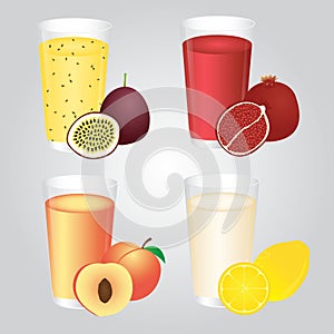 Fresh Fruits Juice in Glass Set