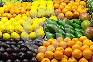 Fresh fruits. Market. Close-up