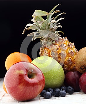 Fresh fruits.Mixed fruits background.