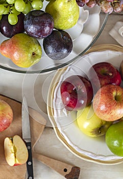 Fresh  fruits: pears, apples, plums and grapes