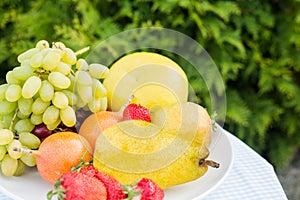 Fresh fruits in plate