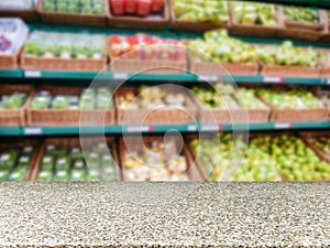 Fresh fruits on shelf in supermarket