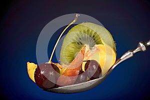 Fresh fruits in the spoon